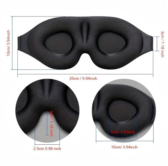 Zwart blauw paars 3D slaap masker oog masker dames en heren – 3 delige set oog contour slaapmasker met verstelbare elastische band, licht blokkerend oog masker voor slapen, reizen en ontspanning
