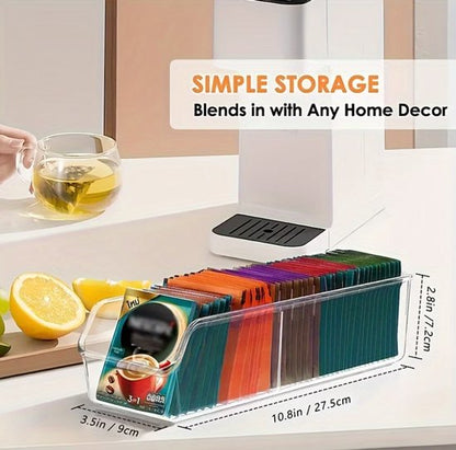 Transparante thee opbergdoos 2 vakken kunststof thee organizer voor keuken en kast – compacte opberg box voor theezakjes en losse thee – minimalistisch design met stevige constructie en overzichtelijke indeling