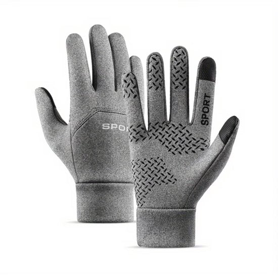 Grijze hardloop handschoenen unisex sport handschoenen met touchscreen vingertoppen antislip grip en elastische pasvorm geschikt voor hardlopen fietsen wandelen en outdoor winter sport