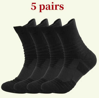 Zwart sport sokken heren dames – crew sportsokken met elastische pasvorm – ademende hardloop sokken voor fitness wandelen en training – vochtabsorberende sport sokken – maat 43-46 – set van 5 paar