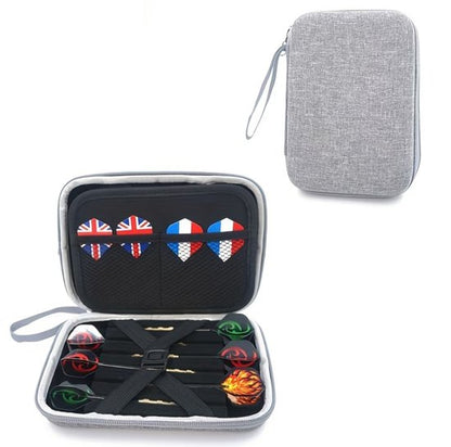 Witte dart case voor 12 dartpijlen – EVA harde schaal dart etui met opbergruimte voor dartpunten, shafts en flights – draagbare dart organizer met rits voor bescherming – dart accessoires voor heren en dames