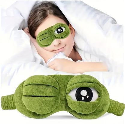 Groen kikker slaap masker oog masker dames en heren – zacht pluche slaapmasker met kikker ogen design, bedekkend oog masker met elastische band voor slapen, reizen en rustmomenten