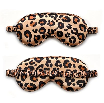 Gele Luipaardprint slaap masker oog masker dames en heren – satijn look slaapmasker met elastische band en dieren print design, bedekkend oog masker voor slapen, reizen en rustmomenten