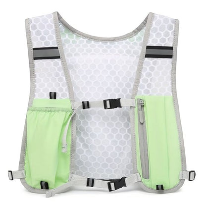 Wit groen reflecterend hardloopvest sport vest dames en heren met ademend mesh rugpaneel verstelbare banden en opbergvakken voor telefoon hardlopen marathon trail running fietsen en wandelen