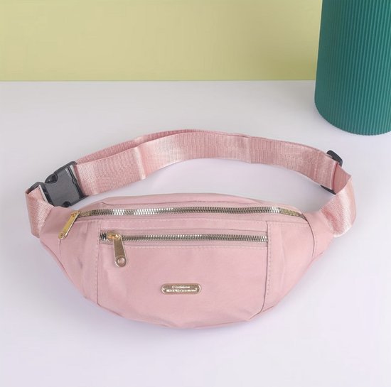 Roze heuptas dames en heren minimalistische heuptas verstelbare band met gesp meerdere rits vakken compact crossbody heuptasje met voorvak en goudkleurige ritsen voor dagelijks gebruik reizen en casual outfits