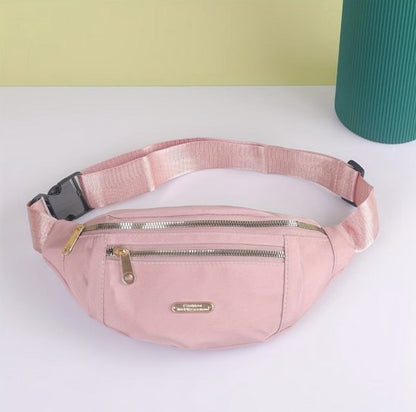 Roze heuptas dames en heren minimalistische heuptas verstelbare band met gesp meerdere rits vakken compact crossbody heuptasje met voorvak en goudkleurige ritsen voor dagelijks gebruik reizen en casual outfits