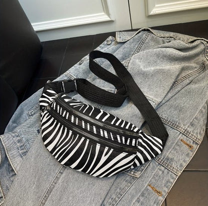 Zwart wit heuptas dames en heren zebra print heuptas verstelbare band met gesp meerdere rits vakken compact crossbody heuptasje met patroon voor dagelijks gebruik reizen festivals en casual outfits