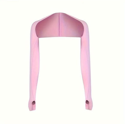 Roze armstukken unisex lange sport arm mouwen met schouderband en duim opening ademende rekbare sneldrogende armwarmers voor fietsen hardlopen vissen en outdoor activiteiten