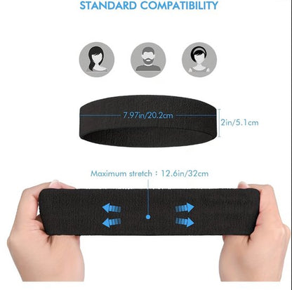Zwart wit grijze sport hoofdband set voor dames en heren – 3 delige zweetband haarband set met zachte textiel structuur – elastische sport hoofdbanden voor fitness, hardlopen, gym en training