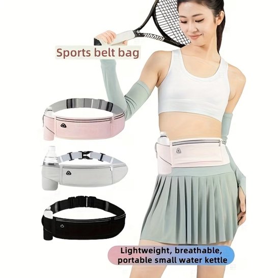 Roze sport heuptas unisex running belt hardloop heuptas met verstelbare tailleband ritsvak reflecterende details en waterfles houder geschikt voor telefoon sleutels pasjes en 500 ml fles voor hardlopen fitness wandelen