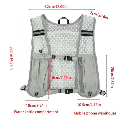 Wit groen reflecterend hardloopvest sport vest dames en heren met ademend mesh rugpaneel verstelbare banden en opbergvakken voor telefoon hardlopen marathon trail running fietsen en wandelen