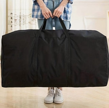 Zwarte reistas grote opbergtas unisex extra ruim rechthoekig model met dubbele handgrepen en ritssluiting geschikt voor reizen verhuizing en opslag 80x48x25 cm weekendtas