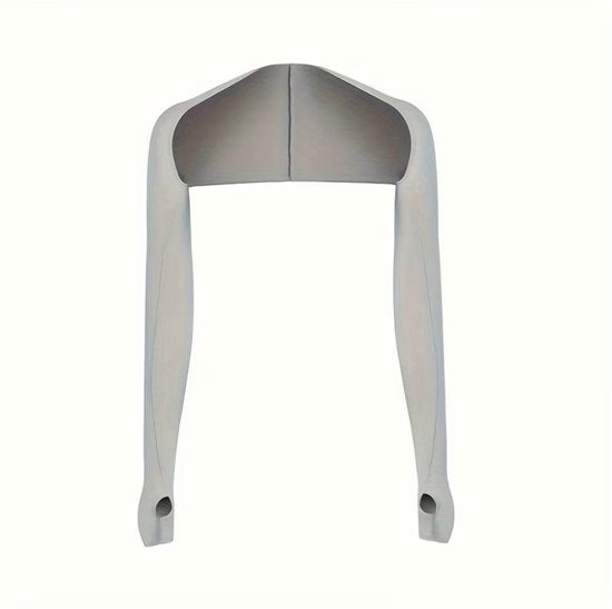 Grijze armstukken unisex lange sport arm mouwen met schouderband en duim opening ademende rekbare sneldrogende armwarmers voor fietsen hardlopen vissen en outdoor activiteiten
