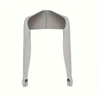 Grijze armstukken unisex lange sport arm mouwen met schouderband en duim opening ademende rekbare sneldrogende armwarmers voor fietsen hardlopen vissen en outdoor activiteiten