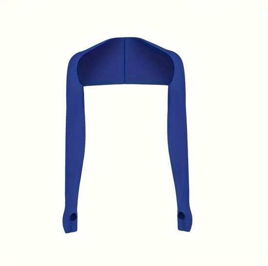 Blauwe armstukken unisex lange sport arm mouwen met schouderband en duim opening ademende rekbare sneldrogende armwarmers voor fietsen hardlopen vissen en outdoor activiteiten