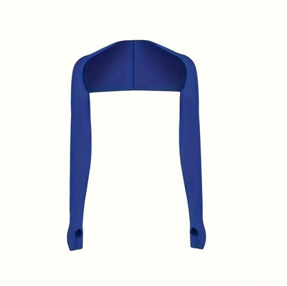 Blauwe armstukken unisex lange sport arm mouwen met schouderband en duim opening ademende rekbare sneldrogende armwarmers voor fietsen hardlopen vissen en outdoor activiteiten