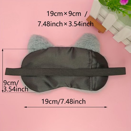 Roze kat slaap masker oog masker dames en heren – pluche slaapmasker met kat gezicht, oortjes en geborduurde details, bedekkend oog masker met elastische band voor slapen, reizen en rustmomenten