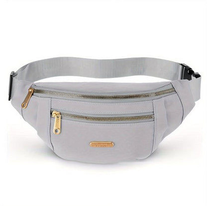 Grijs heuptas dames en heren minimalistische heuptas verstelbare band met gesp meerdere rits vakken compact crossbody heuptasje met voorvak en goudkleurige ritsen voor dagelijks gebruik reizen en casual outfits