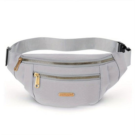 Grijs heuptas dames en heren minimalistische heuptas verstelbare band met gesp meerdere rits vakken compact crossbody heuptasje met voorvak en goudkleurige ritsen voor dagelijks gebruik reizen en casual outfits