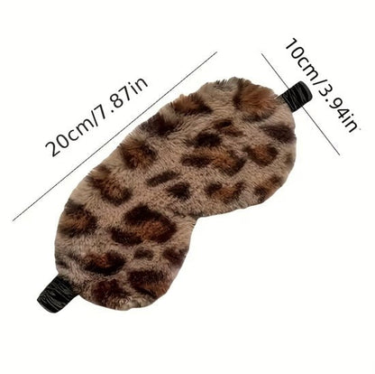 Donkergrijs zwart luipaard print pluche slaap masker oog masker dames en heren – zacht fleece slaapmasker met elastische band en dieren print design, bedekkend oog masker voor slapen en reizen