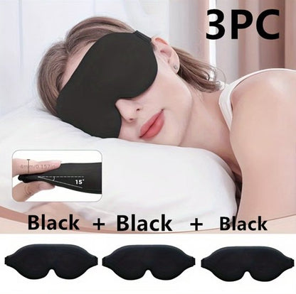 Zwart 3D slaap masker oog masker dames en heren – 3 delige set oog contour slaapmasker met verstelbare elastische band, bedekkend oog masker voor slapen, reizen en ontspanning