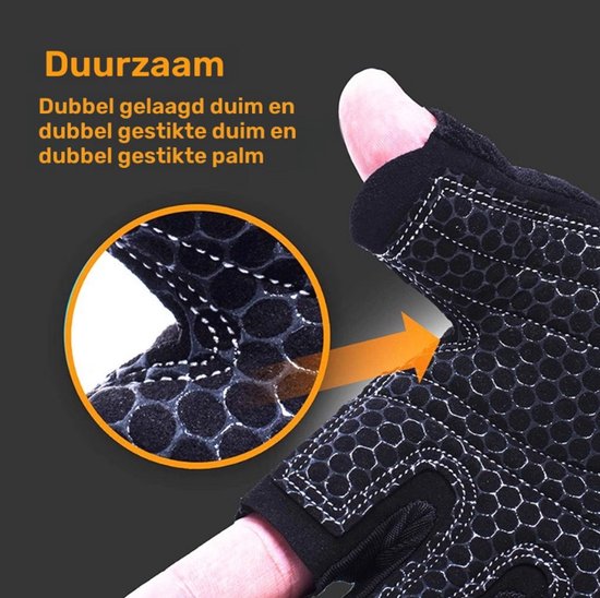Zwart fitness handschoenen heren en dames – vingerloze sport handschoenen met antislip palm en verstelbare polsband – ademende trainingshandschoenen voor krachttraining, gewichtheffen, fitness, fietsen en outdoor sport