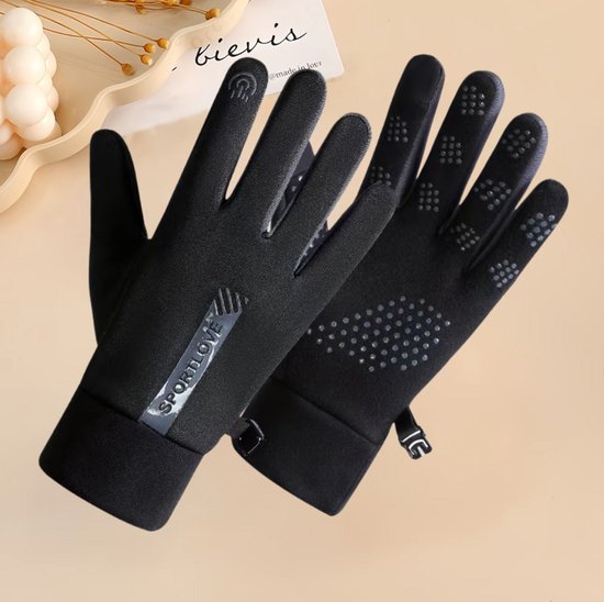 Zwarte hardloop handschoenen unisex sport handschoenen met touchscreen vingertoppen antislip grip en elastische pasvorm geschikt voor hardlopen fietsen wandelen en outdoor winter sport
