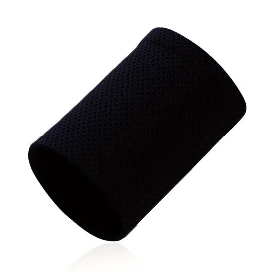 Zwarte zweetband polsband voor dames en heren – sport pols zweetband met geperforeerde textiel structuur – elastische polsband voor fitness, hardlopen, yoga, gym, training en buitensport