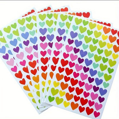 Multikleur hart stickers set 1512 stuks – zelfklevende hartjes stickers in verschillende kleuren – diy knutsel stickers op vellen – decoratieve plak stickers voor kinderen en volwassenen
