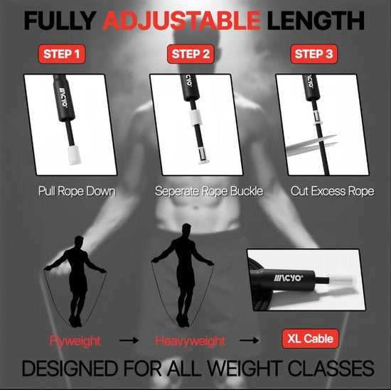 Grijs springtouw fitness springtouw volwassenen en kinderen verstelbaar snelheid spring touw met kunststof touw en grijze handvatten voor cardio training conditie training thuis workout gym oefening