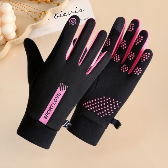 Zwarte en rode hardloop handschoenen unisex sport handschoenen met touchscreen vingertoppen antislip grip en elastische pasvorm geschikt voor hardlopen fietsen wandelen en outdoor winter sport