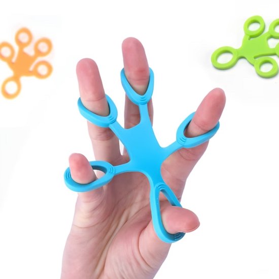 Multicolor vingertrainer handtrainer set 3 stuks – grip kracht trainer met vinger ringen voor hand en vinger oefeningen – fitness hand trainer voor handkracht, revalidatie en flexibiliteit training