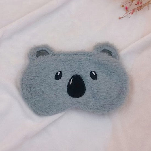 Grijs pluche koala slaap masker oog masker dames en heren – zacht fleece slaapmasker met schattig koala gezicht design, bedekkend oog masker voor slapen, reizen en rustmomenten