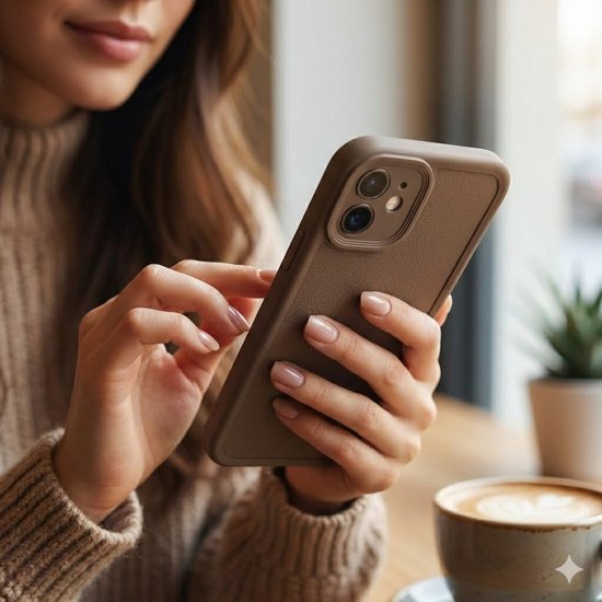 Zwart beige bruin telefoon hoesje – backcover – geschikt voor iPhone 16 – zachte matte uitstraling – camera bescherming – set van 3 stuks