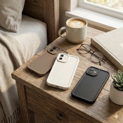 Zwart beige bruin telefoon hoesje – backcover – geschikt voor iPhone 16 – zachte matte uitstraling – camera bescherming – set van 3 stuks