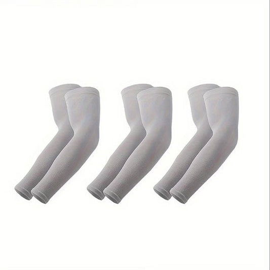 Lichtgrijze armstukken unisex 3 paar verkoelende ademende rekbare sneldrogende sport arm mouwen met elastische pasvorm voor fietsen hardlopen outdoor activiteiten en dagelijks gebruik