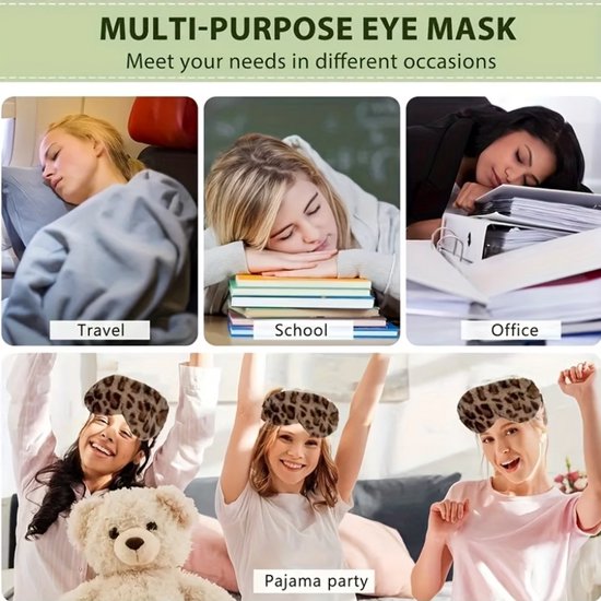 Donkergrijs zwart luipaard print pluche slaap masker oog masker dames en heren – zacht fleece slaapmasker met elastische band en dieren print design, bedekkend oog masker voor slapen en reizen