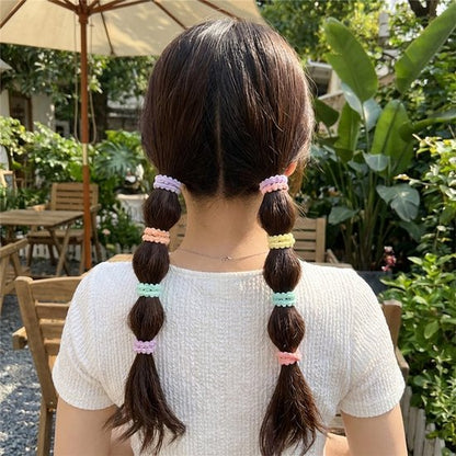 Pastel haar elastiekjes set 50 stuks – zachte gekartelde elastiekjes voor meisjes en dames – multicolor mini haaraccessoires voor dagelijks gebruik