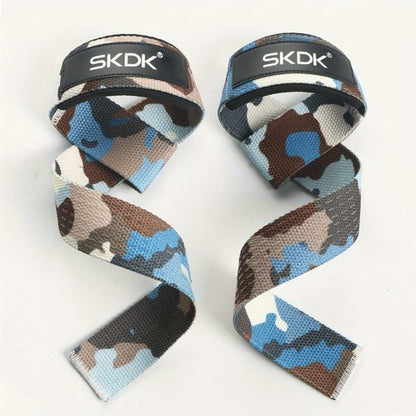 Blauw bruin camouflage lifting straps polsbanden unisex met verstelbare lus en antislip grip – fitness gewichtheffen straps voor krachttraining deadlift bodybuilding sportschool ondersteuning