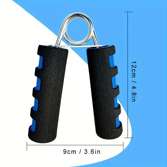 Blauw handtrainer grip trainer fitness hand grip versterker pols trainer knijper hand kracht trainer voor heren en dames met metalen veer antislip handvat voor hand training en pols oefeningen