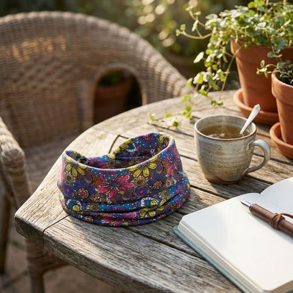 8721438343416 Multicolor elastische haarband dames met bloemenprint – brede stoffen hoofdband – kleurrijke modieuze haarband voor dagelijks gebruik, yoga en festivals