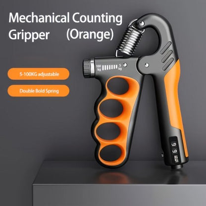 Oranje handtrainer grip trainer hand kracht trainer verstelbare hand grip versterker met teller en metalen veer 5-100 kg pols trainer fitness hand knijper voor heren en dames voor hand training en vinger oefeningen