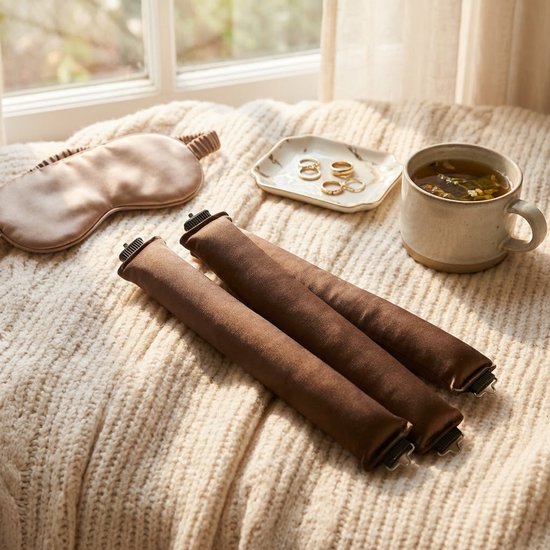 Donker bruin heatless haar krullers set van 3 stuks dames zonder hitte zachte flexibele rollers met interne draad heatless curls geschikt voor slapen en dagelijks gebruik