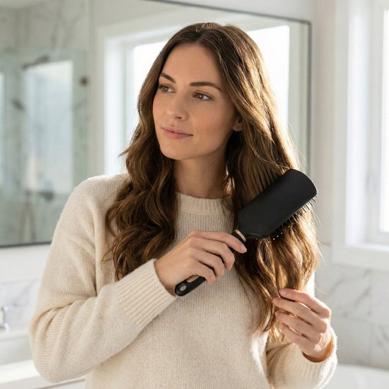 8721438352357 Zwart haarborstel set 4 delig voor dames en heren krullen haarborstel met air cushion ontwerp en kunststof pinnen geschikt voor dagelijks gebruik en krullend haar