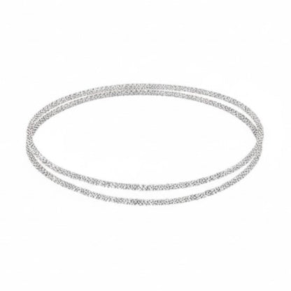 8721438304400 Zilverkleurig enkelbandje voor dames – dubbele laag – minimalistisch enkel sieraad – glanzend metaal – elegante enkelketting voor zomer en strand