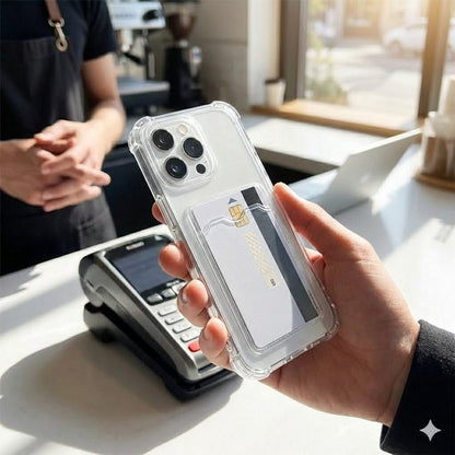 Grijs en zwart telefoon hoesje set met kaartvak en structuur design geschikt voor iPhone 17 – backcover cases voor dames en heren met transparant hoesje, geribbelde textuur en gewatteerd uiterlijk