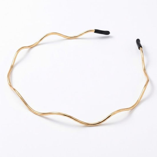 Dunne metalen haarband – goudkleurig met zwarte uiteinden – flexibele minimalistische hoofdband