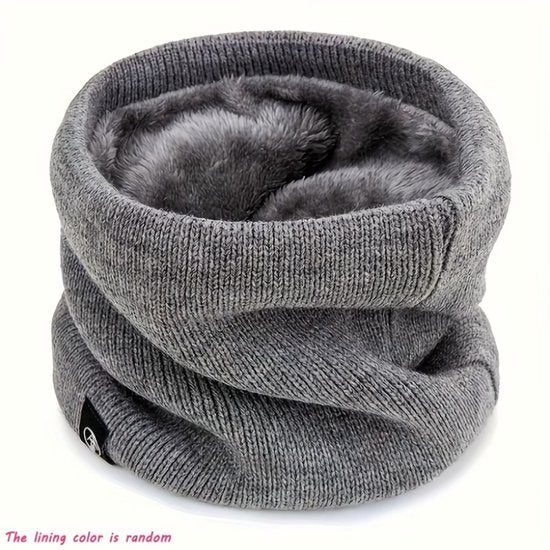 Grijs nek warmer unisex effen gebreide nekwarmer met zachte voering stretch hals warmer winter sjaal voor dames en heren geschikt voor buiten activiteiten wandelen fietsen hardlopen