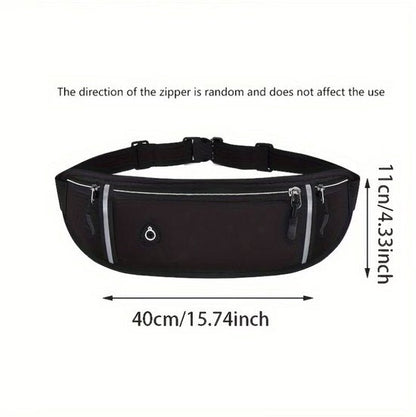 Zwarte sport heuptas unisex running belt verstelbare hardloop heuptas met ritsvakken reflecterende strepen en kliksluiting tailleband geschikt voor telefoon sleutels pasjes en kleine accessoires voor hardlopen fitness wandelen