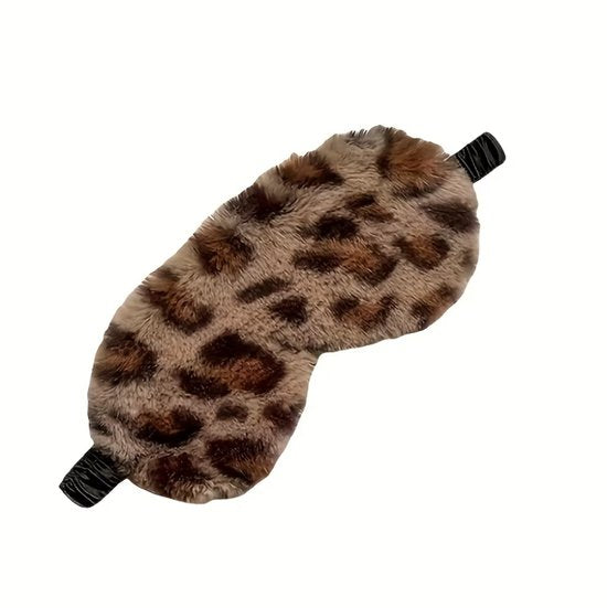 Donkergrijs zwart luipaard print pluche slaap masker oog masker dames en heren – zacht fleece slaapmasker met elastische band en dieren print design, bedekkend oog masker voor slapen en reizen